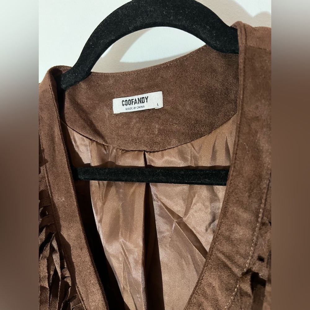 COOFANDY Men's Western Suede Cowboy Vest - Picture 2 of 7